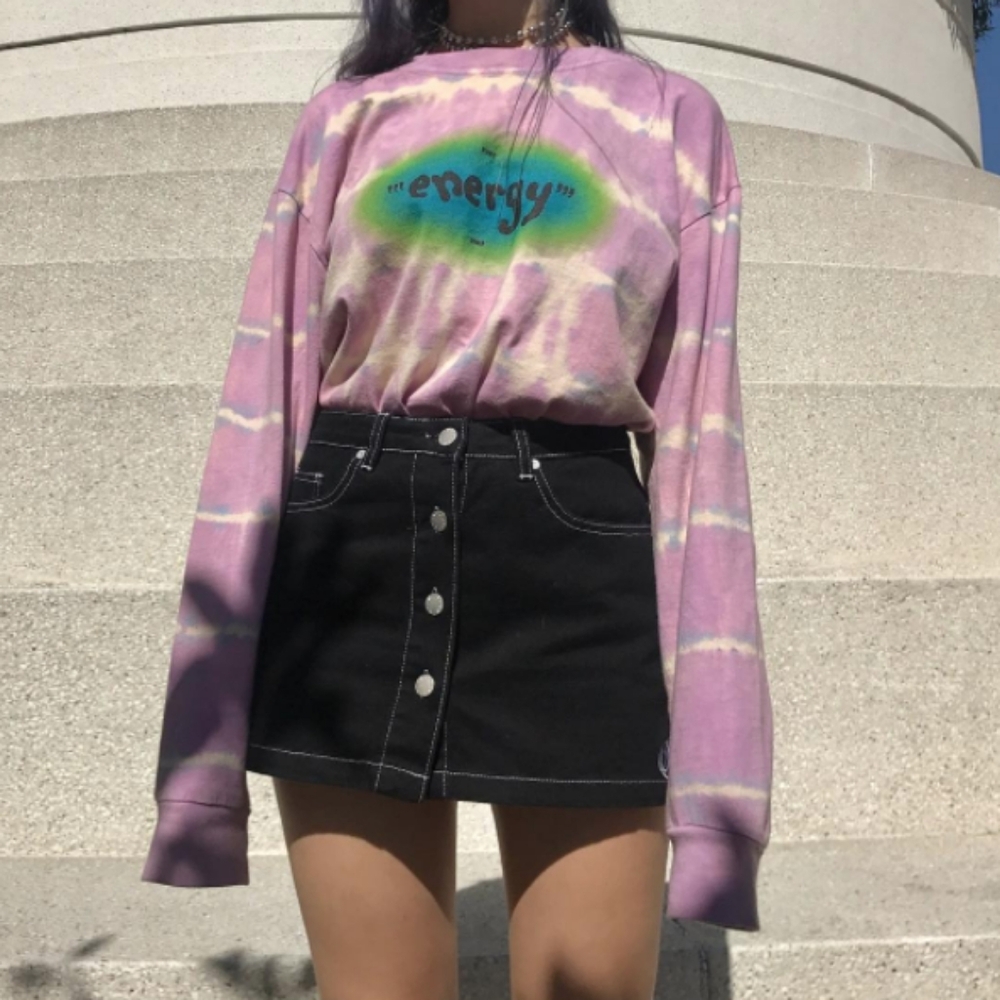 Unif L8er black denim mini skirt